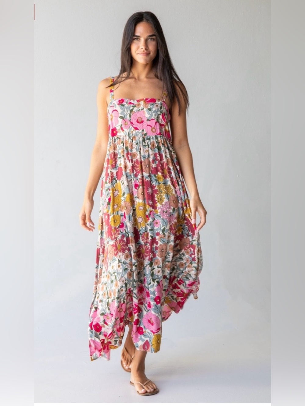 Natural Life Vintage Summer Floral Side Slit Maxi Dress 🌼🍂